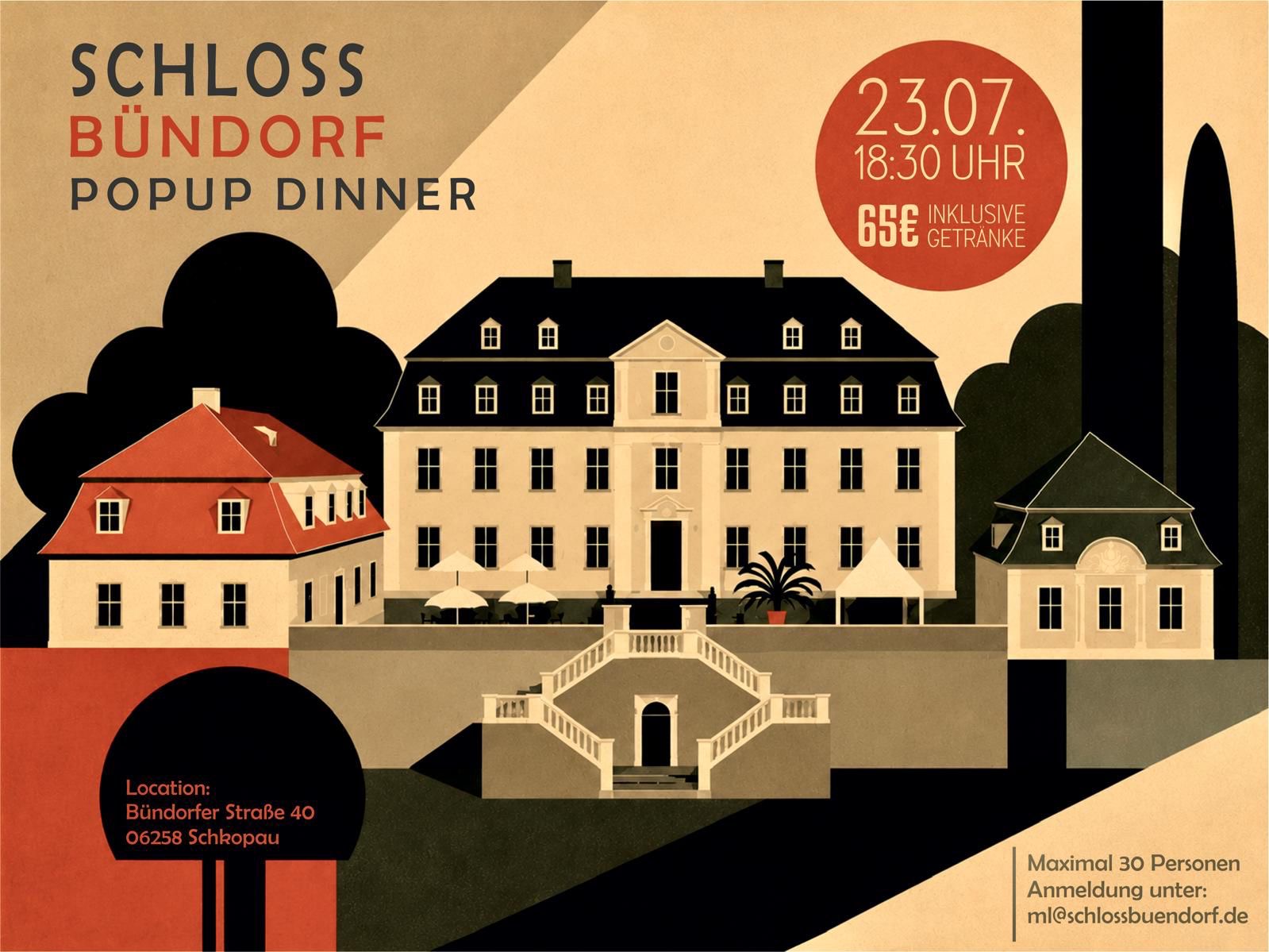 Pop-Up-Dinner auf Schloss Bündorf, kulinarisches Event im historischen Ambiente
