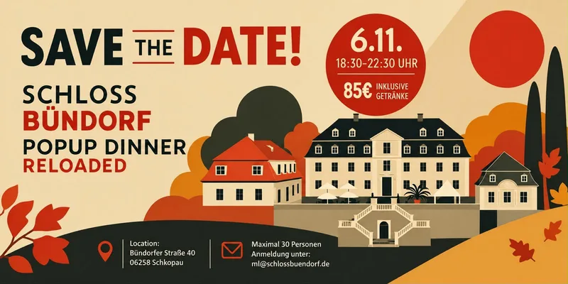 Pop-Up-Dinner Reloaded am 6. November 2026 auf Schloss Bündorf